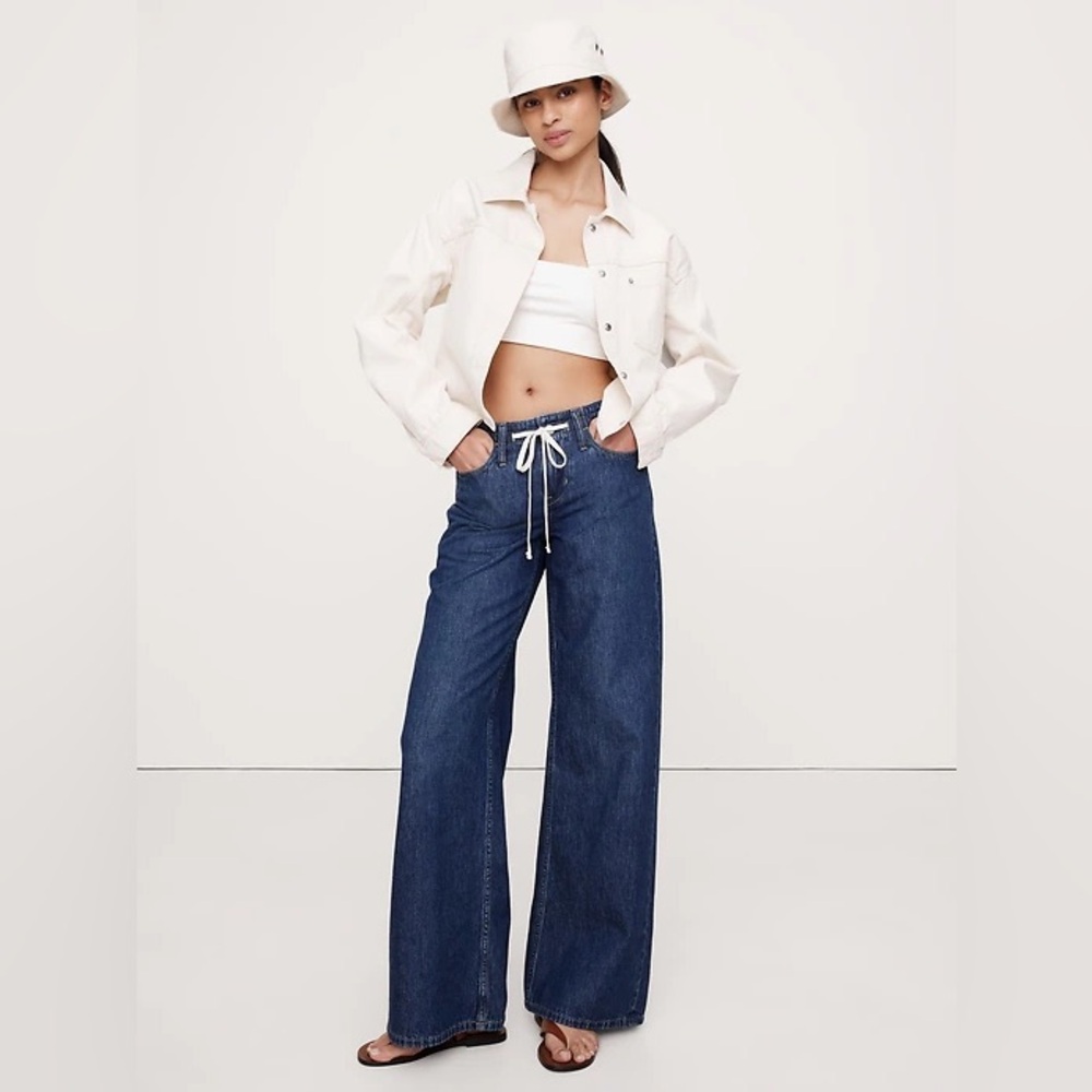Banana Republic Mid-Rise Wide-Leg Drawstring Jean